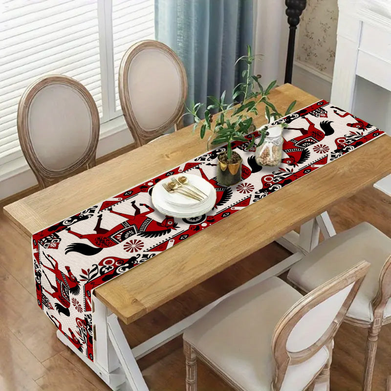 Table Runner - Horse Theme Red Black White