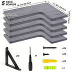 TOMNK 5pcs Corner Floating Shelves, Bookcases, Cabinets & Shelves, Rustic Wood Wall Mounted Corner Shelf for Bedroom, Bathroom, Kitchen, Home Decor, Laundry Room, Living Room, Gray, for Halloween And Christmas House Of Avana