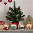 24pcs Christmas Scented Candles, 2.5oz, 8-12 Hour Burn Time, Siberian Fir and Norwegian Spruce Pattern, Women'S Fragrance, Christmas Decorations, Wishful Thinking, Wedding Decorations, Festive Atmosphere, Various Scents, Perf House Of Avana