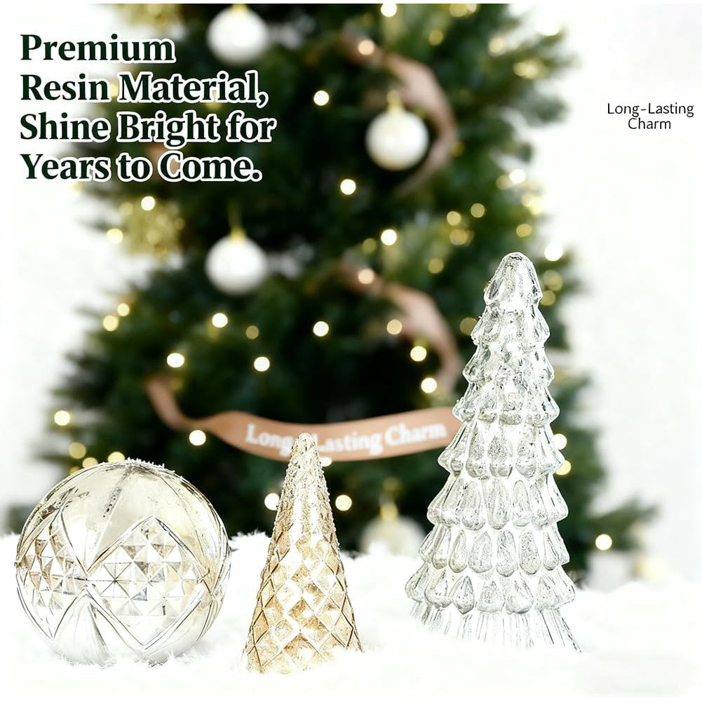 5pcs Glowing Christmas Tree Set Christmas Tree Stylish Glowing Ornament Christmas Party Home Decor, Adorable Christmas Collectible Figurines, Perfect for Desktop Display, Decorative Doll Ornaments(Along with Three Mini Christ House Of Avana