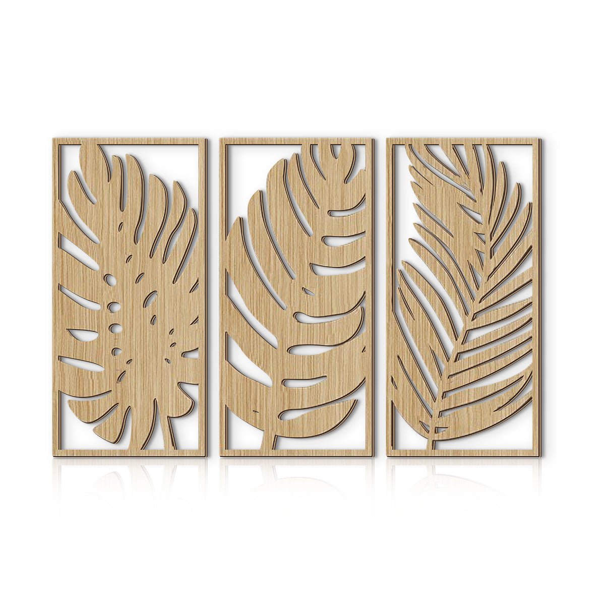 Wall Pediment - Natural Wood Monstera Leaf