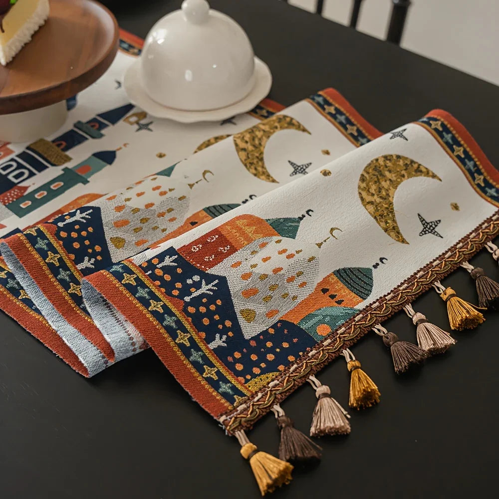 Table Runner - Decorative Polyester Star Moon