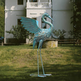 33in Cyan Metal Crane Sculpture Decor House Of Avana