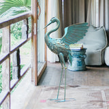 33in Cyan Metal Crane Sculpture Decor House Of Avana