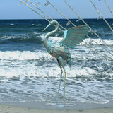 33in Cyan Metal Crane Sculpture Decor House Of Avana