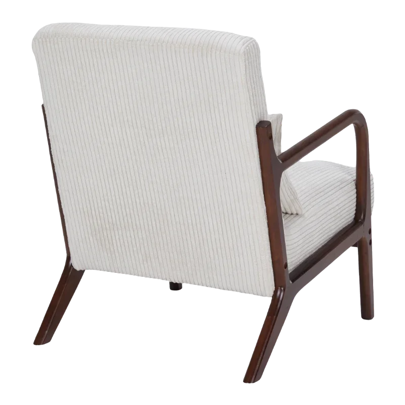 Mid-Century Modern Accent Chair, Arm Chair Living Room Chairs with Pillow Upholstered Reading Chair with Solid Wood Frame & Living Room Bedroom Balcony (beige) Streamdale Furniture
