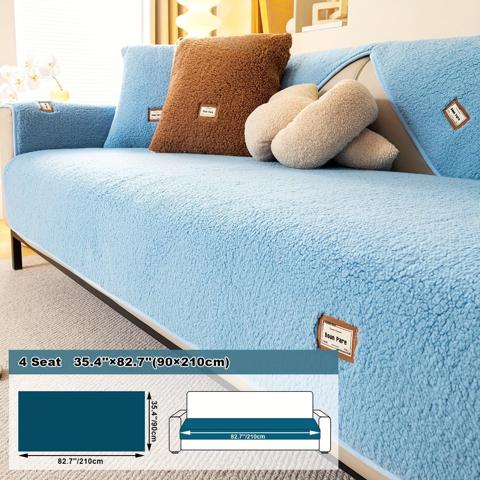Durable 3 cushion couch cover | High-Quality Plush Sherpa Sofa Cover topspet