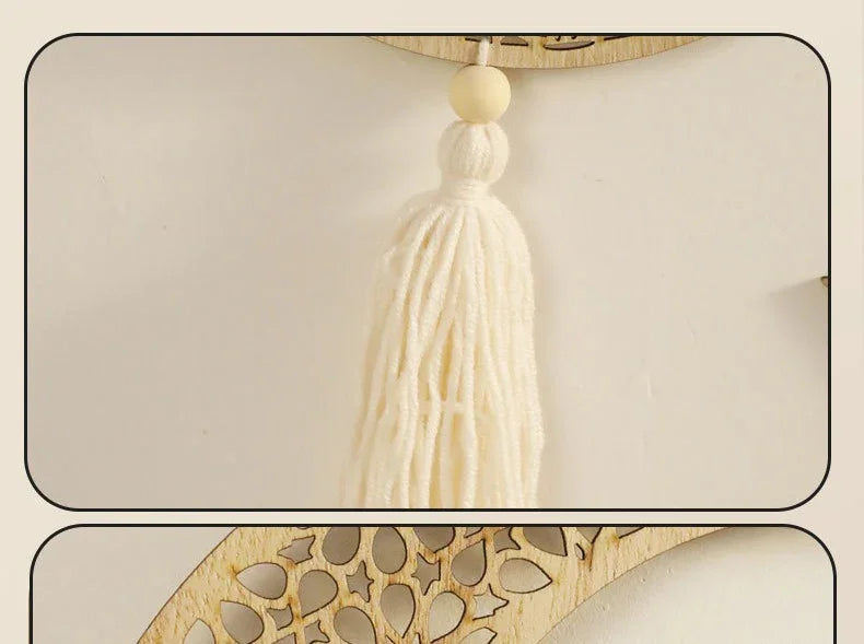 Minimalist Wooden Pendant - Natural Tassel Design