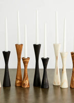 Geo Tapered Wooden Candlestick Holder Kanju Interiors