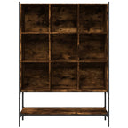 Bookcase Smoked Oak 102x30x141.5 cm Engineered Wood-for Living Room, Home Office, Dinning Room, Bookcase and Bookshelf for Living Room, Study, Office, Bedroom- Freestanding Shelving-Geometric Storage Organizer Bookcase with O House Of Avana