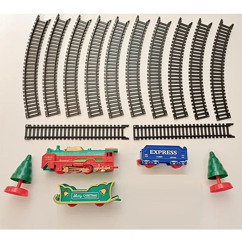 35.43-inch Large Electric Christmas Toy Train Set with Motorized Track System, Pull-Back/Crank/Push Operation, Flashing Lights & Realistic Sounds - Multicolor Locomotives & Train, Gift for Boys & Girls (Santa- Model Railroad House Of Avana