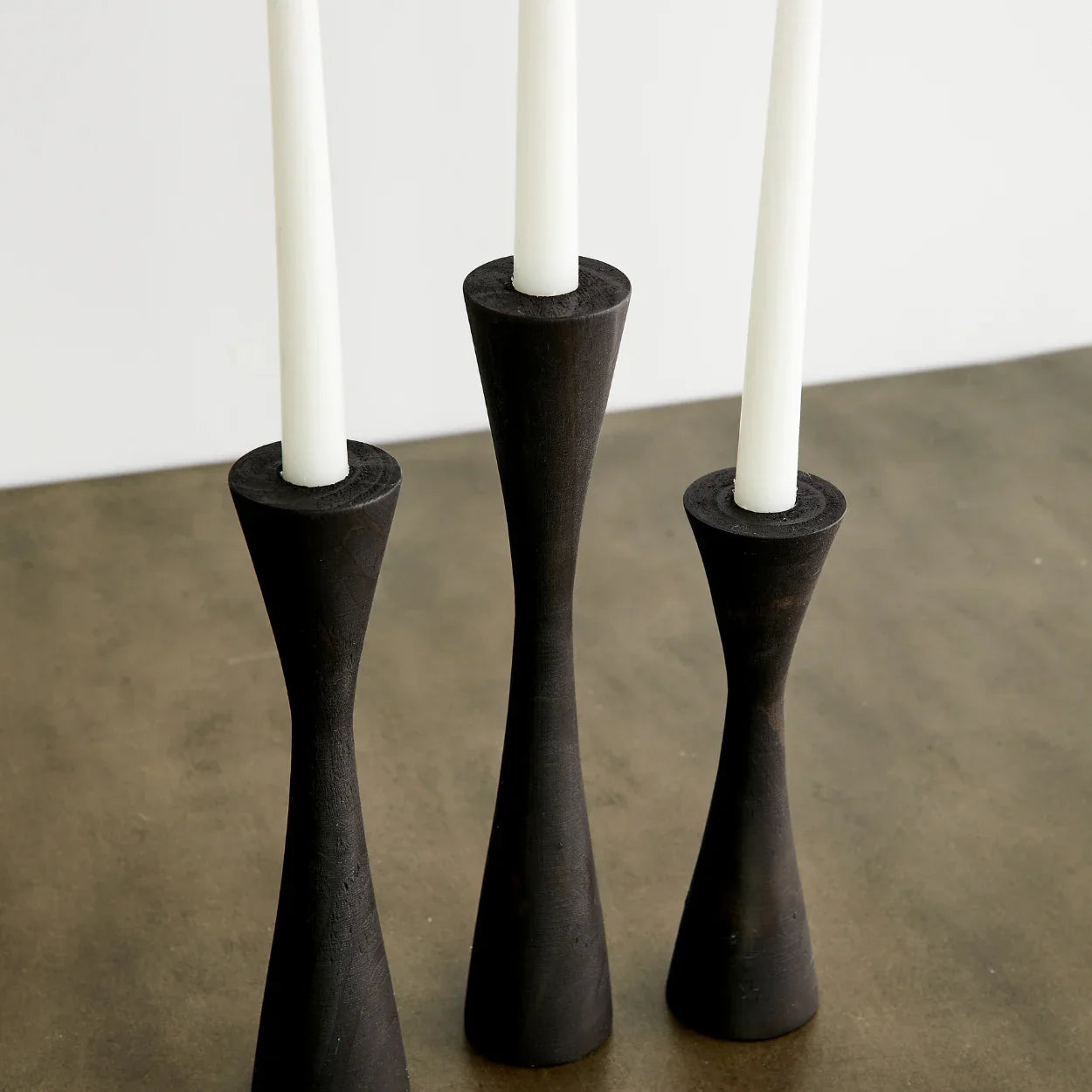 Geo Tapered Wooden Candlestick Holder Kanju Interiors