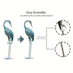35in Blue Metal Crane Garden Sculpture - House Of Avana