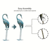 35in Blue Metal Crane Garden Sculpture - House Of Avana