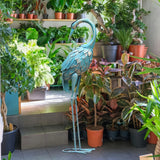 35in Blue Metal Crane Garden Sculpture - House Of Avana