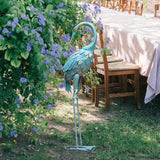 35in Blue Metal Crane Garden Sculpture - House Of Avana