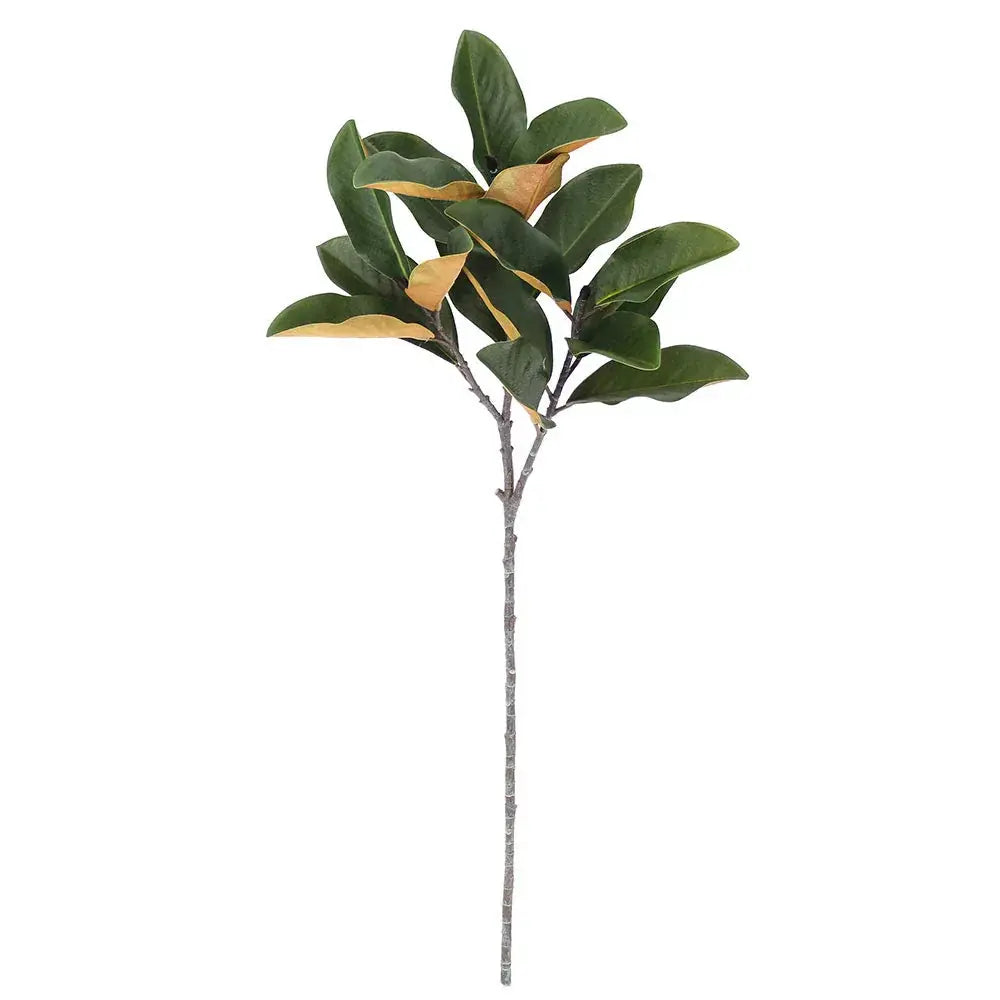 36" Faux Green Magnolia Leaf Stem, back view - House Of Avana