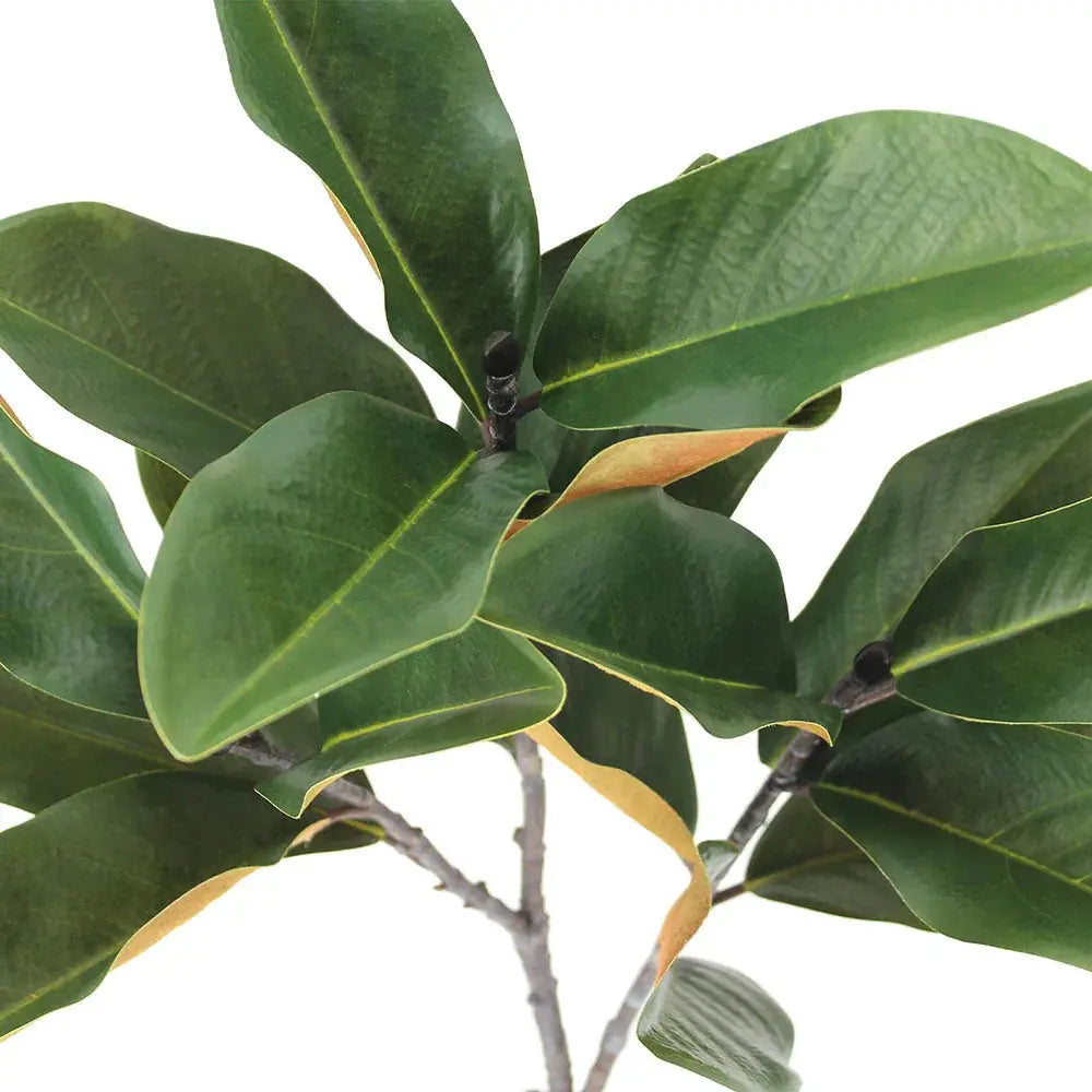 36" Faux Green Magnolia Leaf Stem, side view - House Of Avana