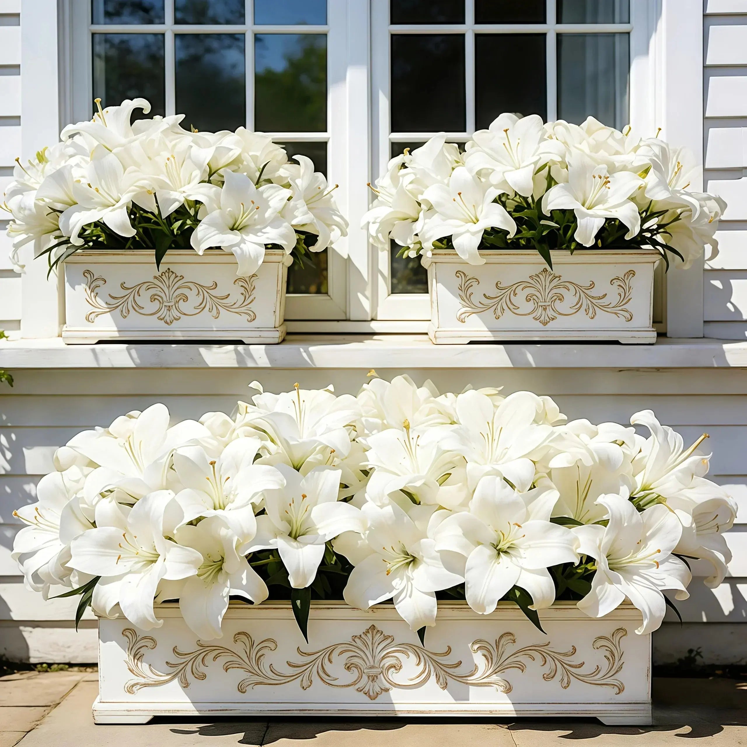 36 Large Artificial White Lily Flowers - Realistic Touch Flowers for Outdoor/home Decor and Events -... - House Of Avana