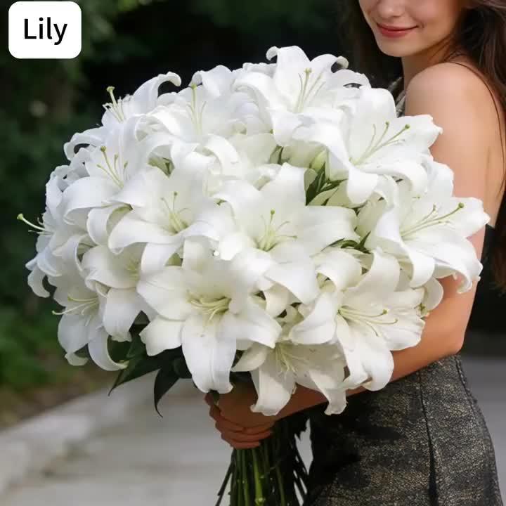 large artificial white lilies 36 Large Artificial White Lily Flowers
