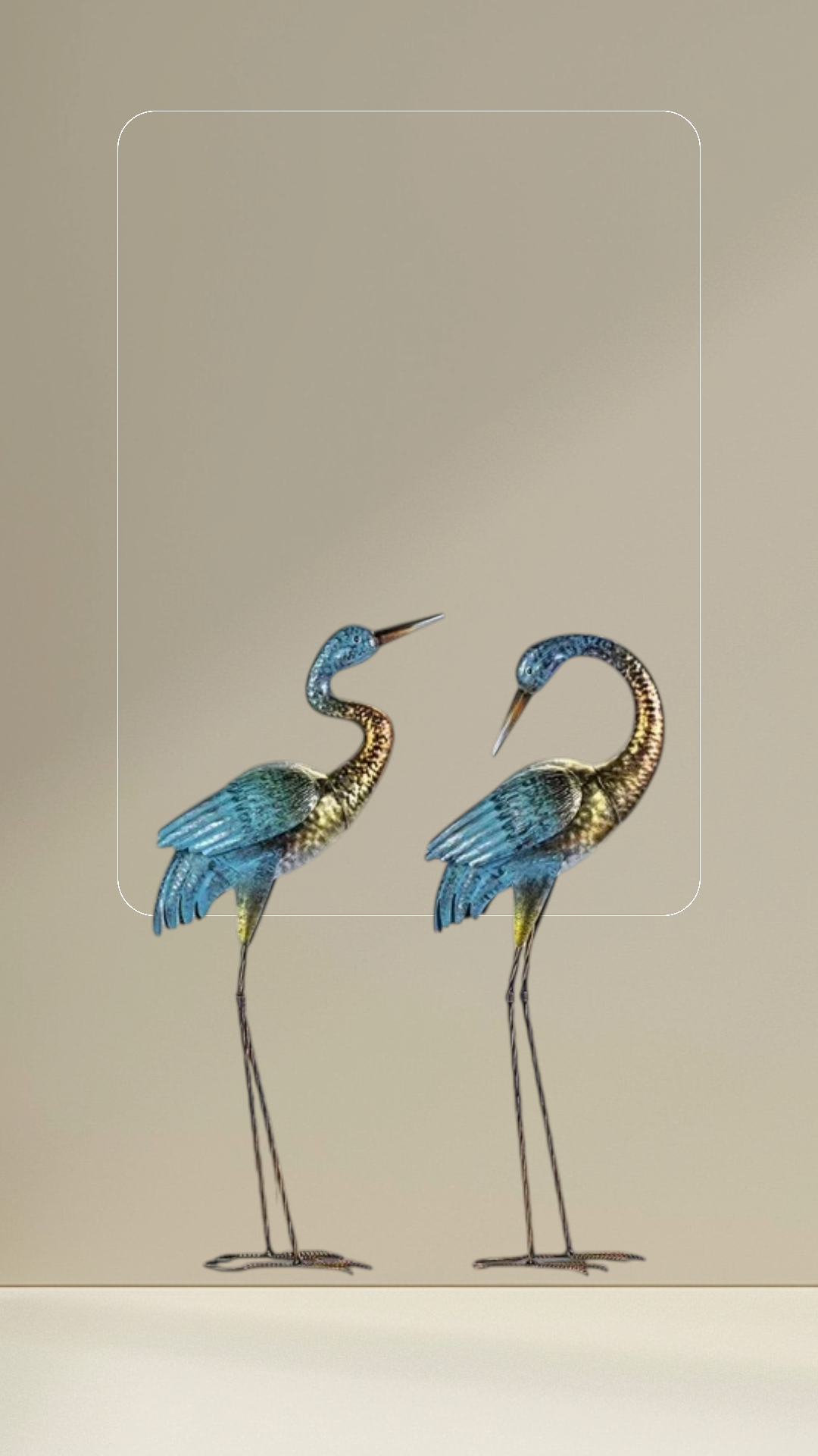 Set of 2 Crane Garden Statues – Blue and Gold Metal [[SKU:HOA-SCU-554]]