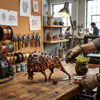 Woven Metal Bull Sculpture Modern Iron Art