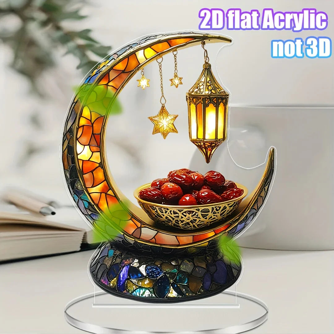 Acrylic Decor - Golden Moon with Stars 13.97cm x 18.03cm