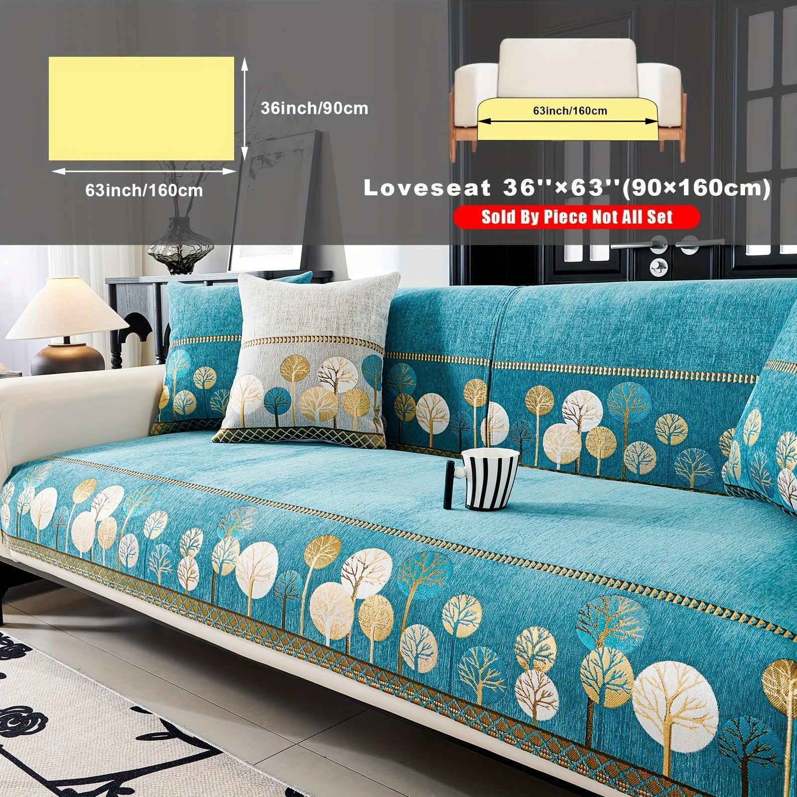 Pet Proof Couch Cover - Boho Chenille Sofa Cover with Tree Embroidery topspet