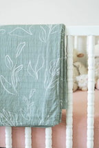 Organic Bamboo Cotton Muslin Swaddle Blanket in Natural Oasis Willow Cradle Comforts Co.