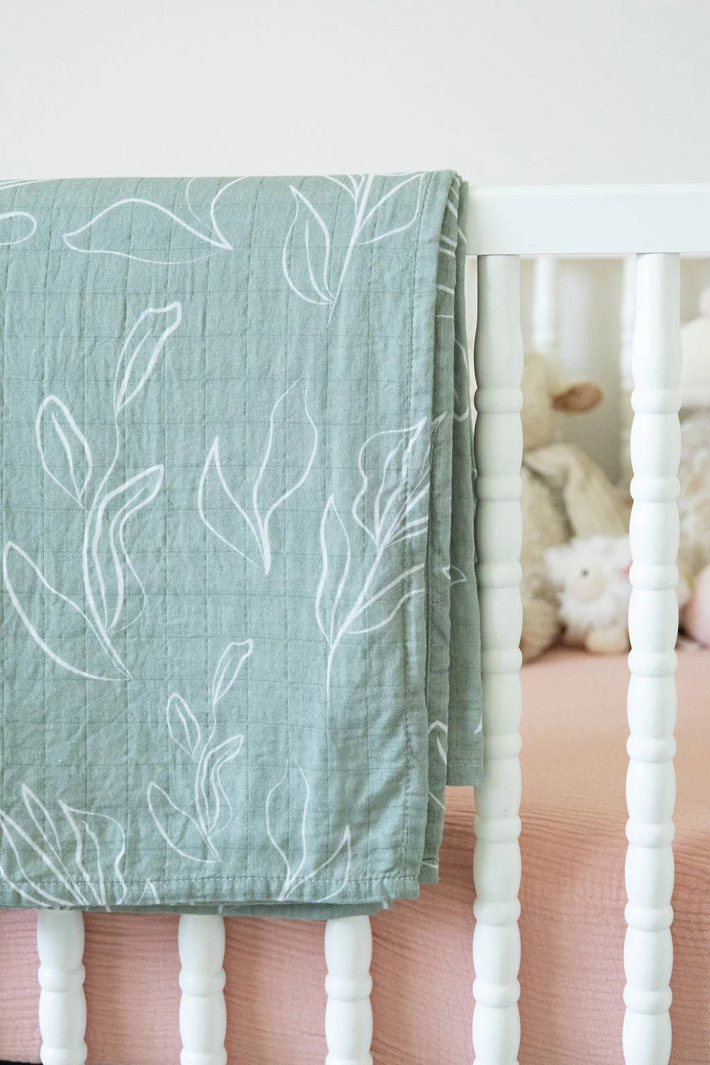 Organic Bamboo Cotton Muslin Swaddle Blanket in Natural Oasis Willow Cradle Comforts Co.