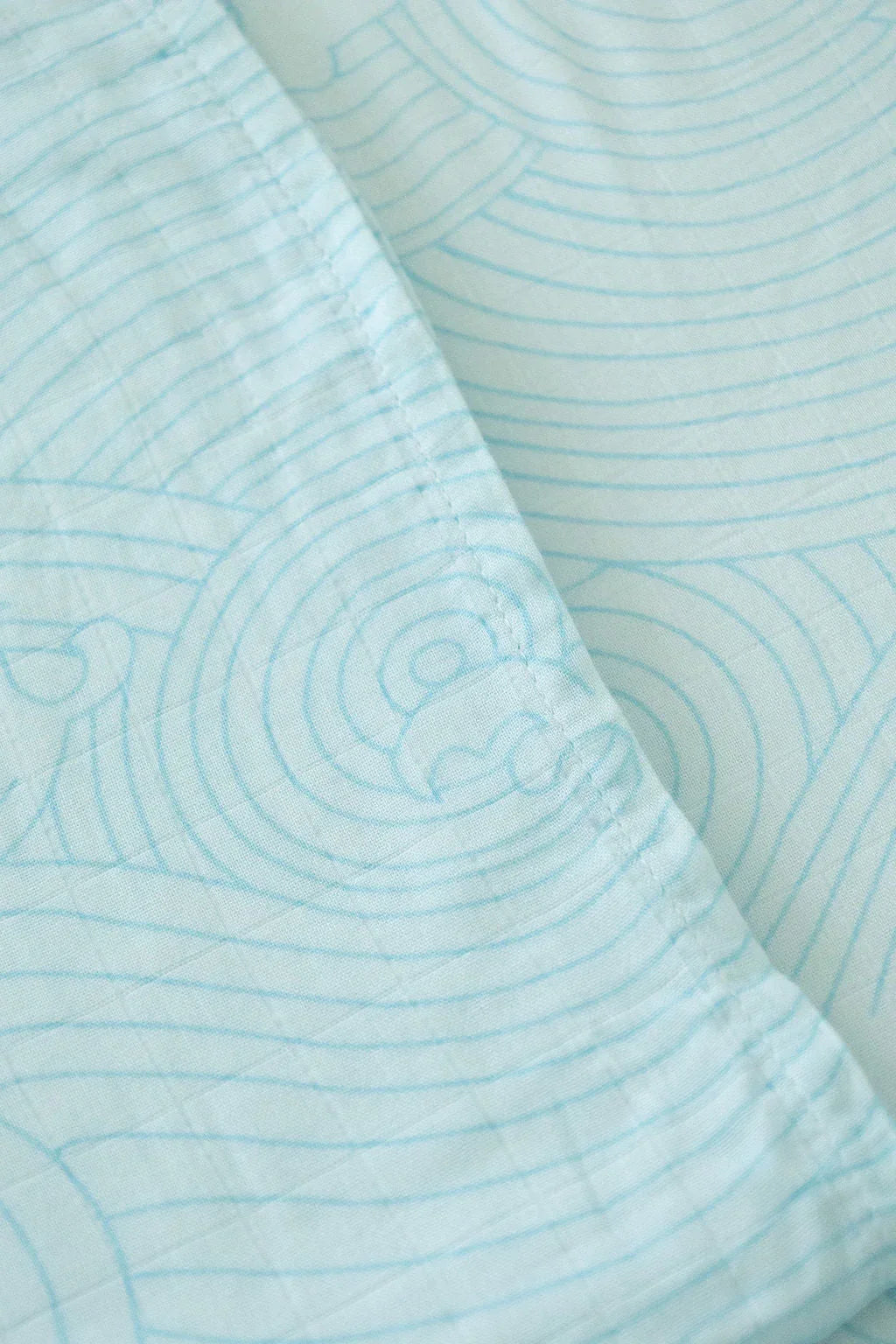 Organic Bamboo Cotton Muslin Swaddle Blanket in Crashing Sea Waves Cradle Comforts Co.