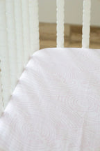 Organic Bamboo Cotton Blend Standard Crib Sheet in Pink Crashing Sea Waves Cradle Comforts Co.