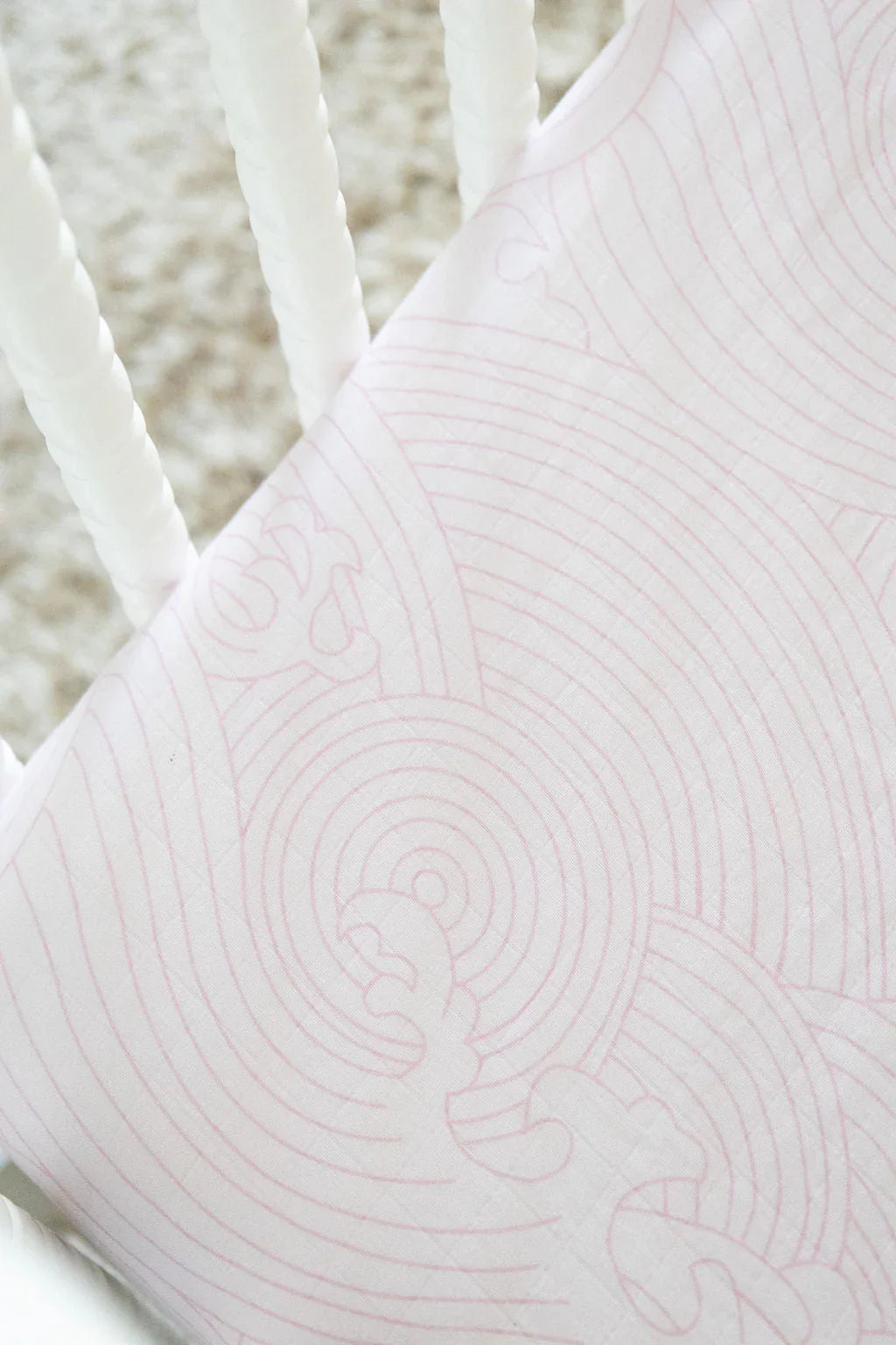 Organic Bamboo Cotton Blend Standard Crib Sheet in Pink Crashing Sea Waves Cradle Comforts Co.