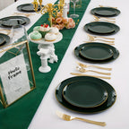 100pcs Golden Green Plastic Plate Cutlery Set - Christmas Decoration, Including 20 Dessert Plates, 20 Dinner Plates, 60 Silverware, Suitable for Weddings, Parties And Birthdays, Christmas Parties House Of Avana