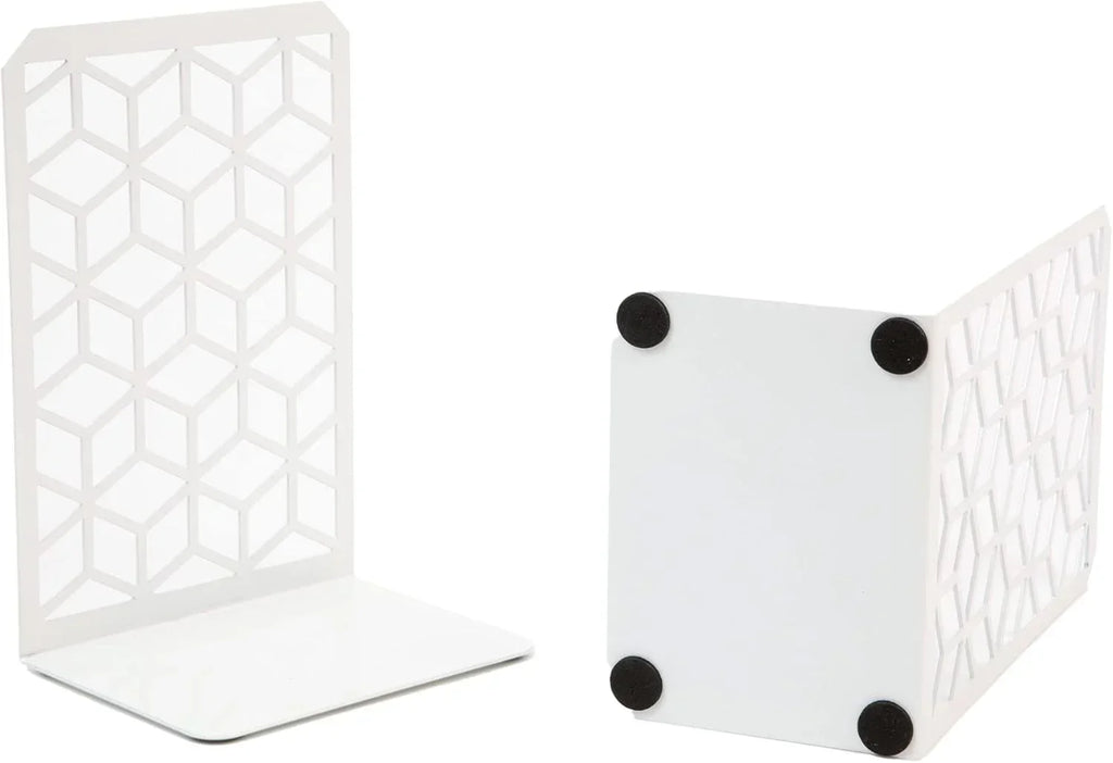 3d Cube Bookends – Geometric Metal Book Ends By Geomod, close-up view - House Of Avana
