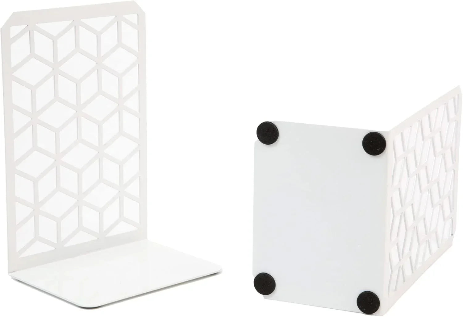 3d Cube Bookends – Geometric Metal Book Ends By Geomod, close-up view - House Of Avana