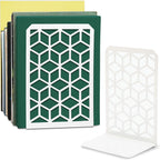 3d Cube Bookends – Geometric Metal Book Ends By Geomod, angled view - House Of Avana