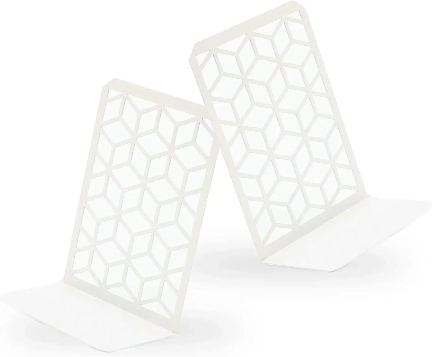 3d Cube Bookends – Geometric Metal Book Ends By Geomod, angled view - House Of Avana