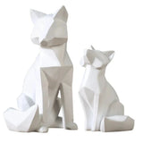 Modern White Geometric Fox Statue