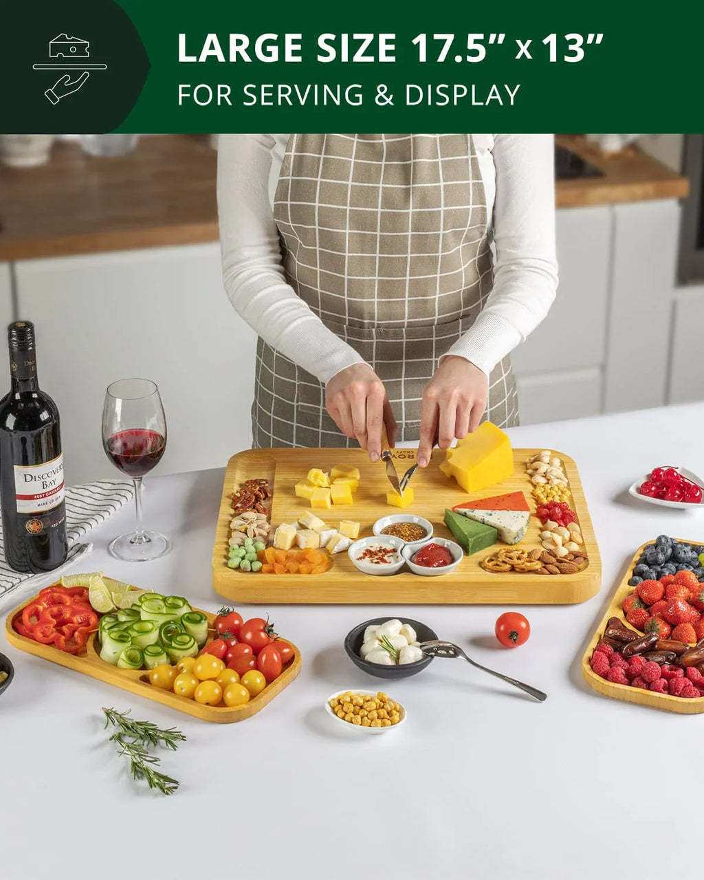 Cheese Board Set with Side Trays Royal Craft Wood