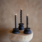 Organic Wood Taper Candlestick Holder Kanju Interiors