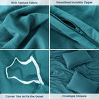 Stone Washed Duvet Cover Set - Teal