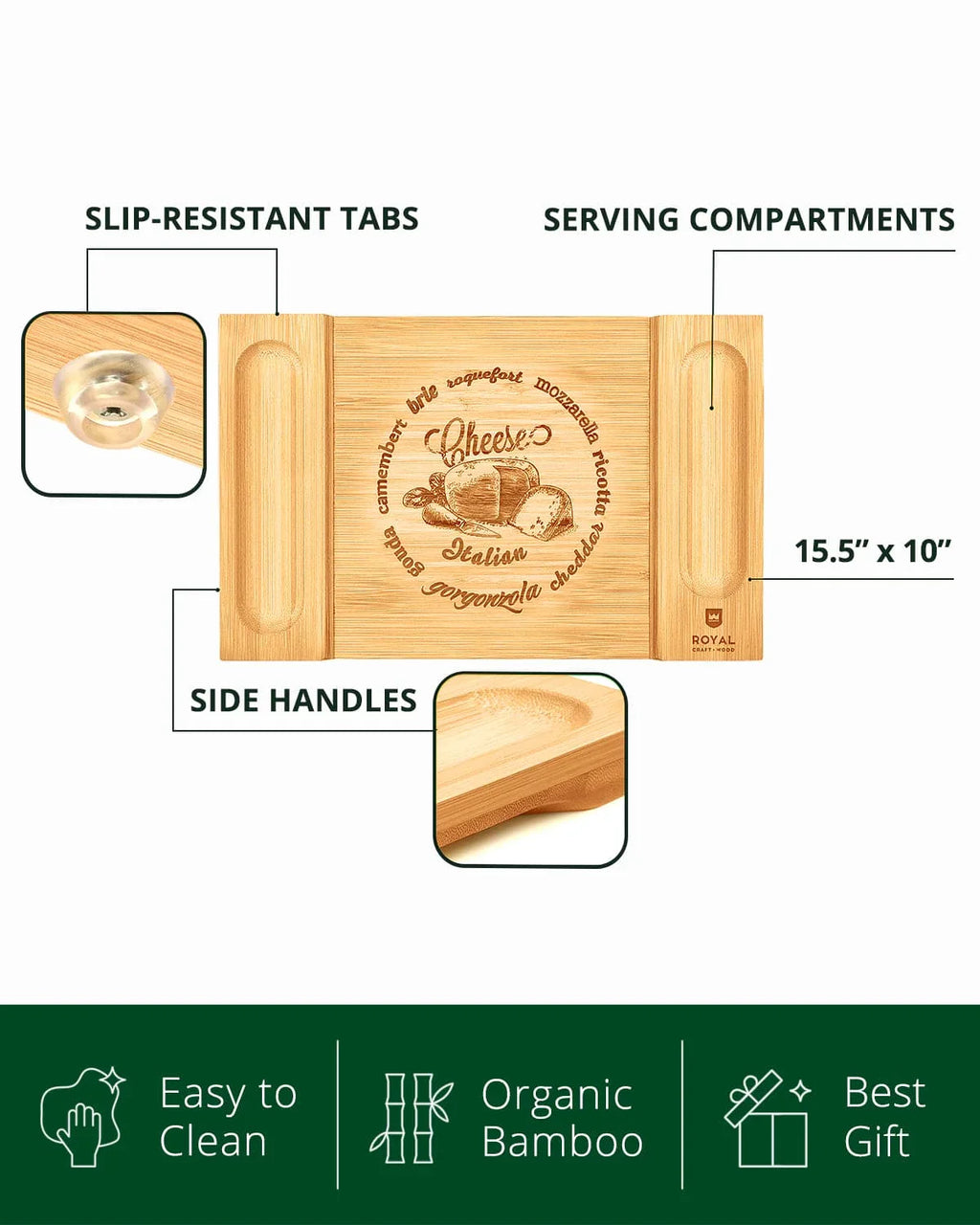 Cheese Board, 15.5” x 10” Royal Craft Wood