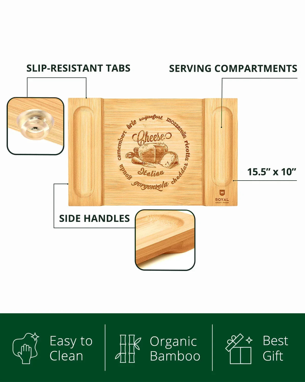 Cheese Board, 15.5” x 10” Royal Craft Wood