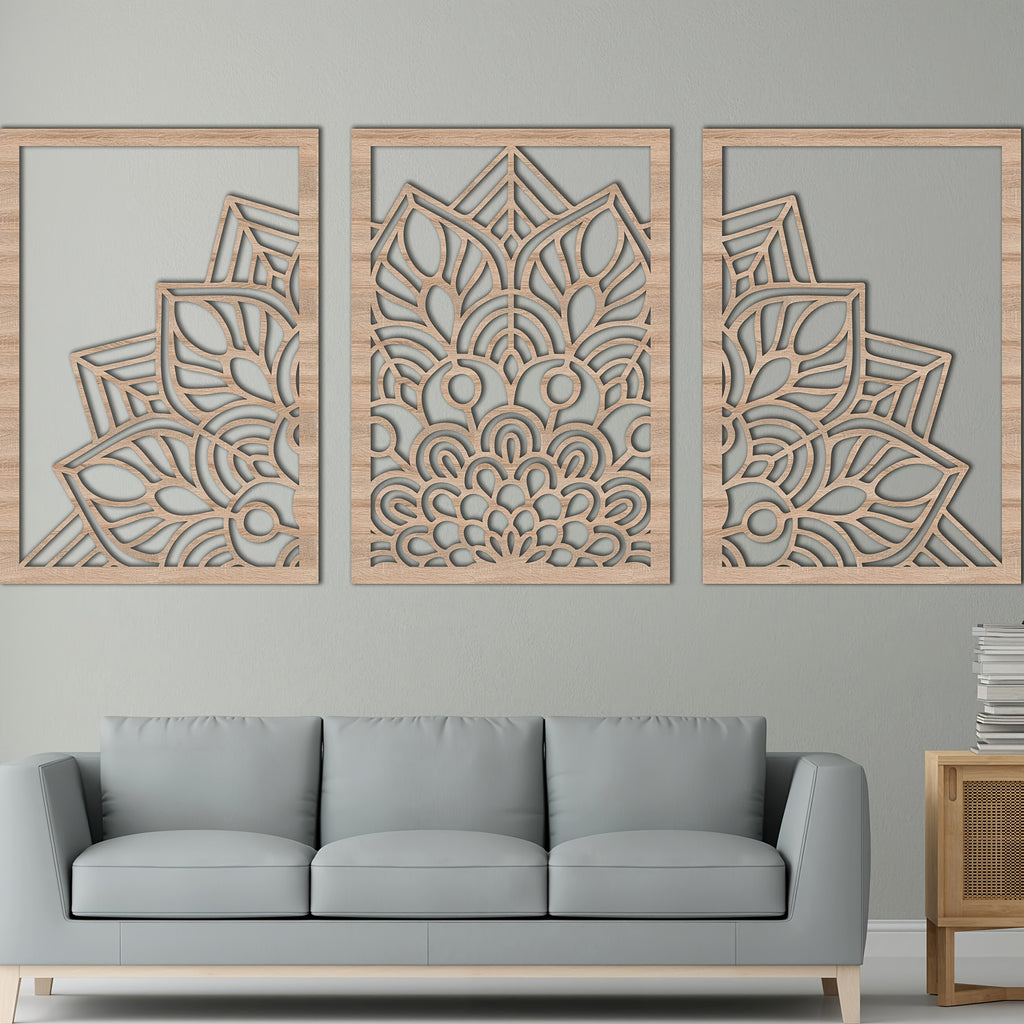 Wall Art - Brown Wood Mandala Panel