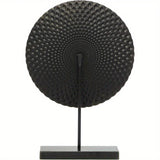 Large Contemporary Metal Geometric Sculpture Statue - Mandala Design with Golden Accents & Black Base, Non-Slip Rubber Feet, 14x3x20 Inch Indoor Home Decor for Living Room, Bathroom, Office, Sculptures Home Decor, Bathroom Or - House Of Avana