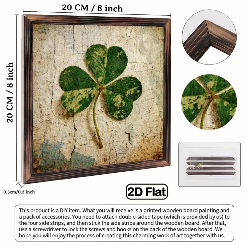 Shamrock Sign - Rustic Wooden Green 8x8 Inch