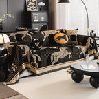 Luxurious Chenille Horse Design Sofa Cover Decor in Orange & Green topspet