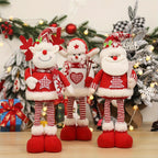 3pcs Christmas Plush Figurine Set with Adjustable Standing Legs - Santa, Snowman & Reindeer Soft Fabric Decorations with Expressive Faces, Posable Arms & Plush Bodies for Indoor/Outdoor Tabletop, Mantel, Shelf - No Electricit House Of Avana