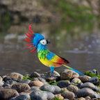 Large Outdoor Metal Garden Parrot Statue - Waterproof & Sunproof All-Weather Resistant Bird Decor with Vibrant Blue, Green, Yellow, Red, Orange, Black, White, Grey, Brown, Pink, Purple Feathers - Easy Mounting Hardware Includ House Of Avana